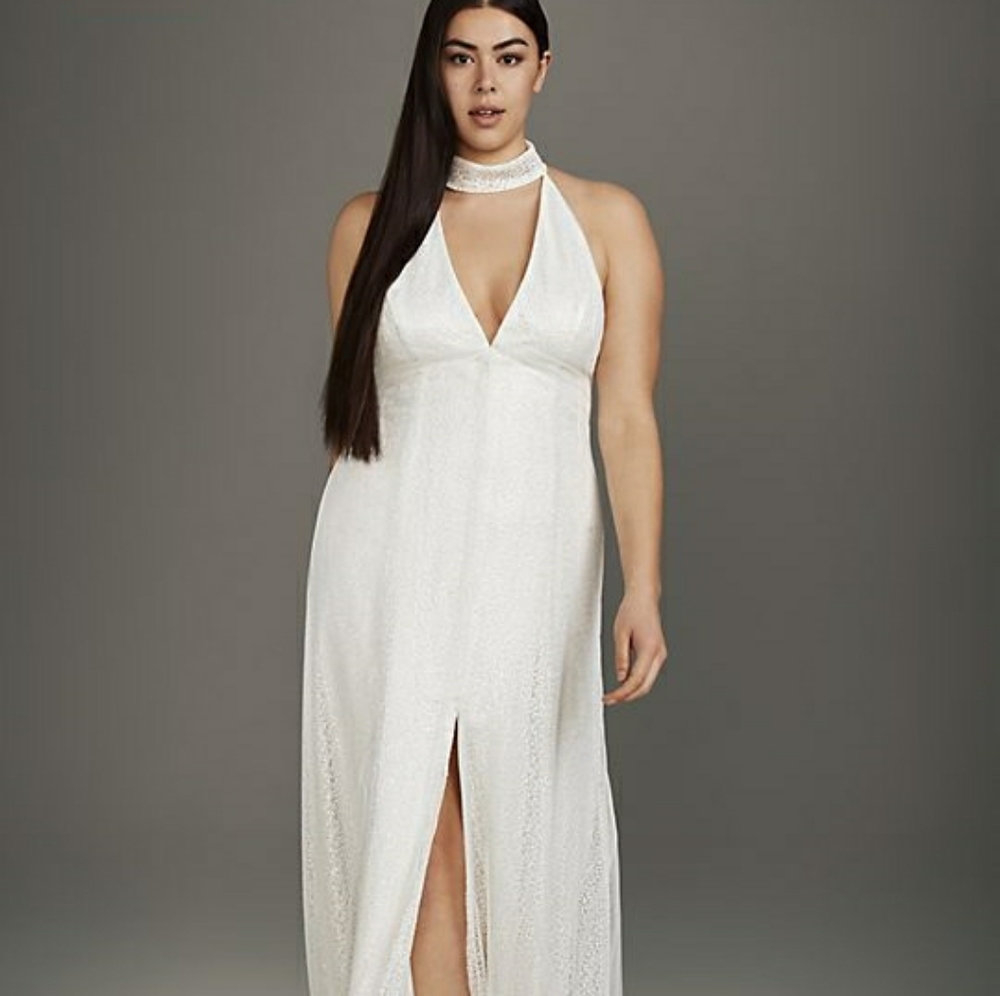 White by Vera Wang romantic bridal gown with choker neck